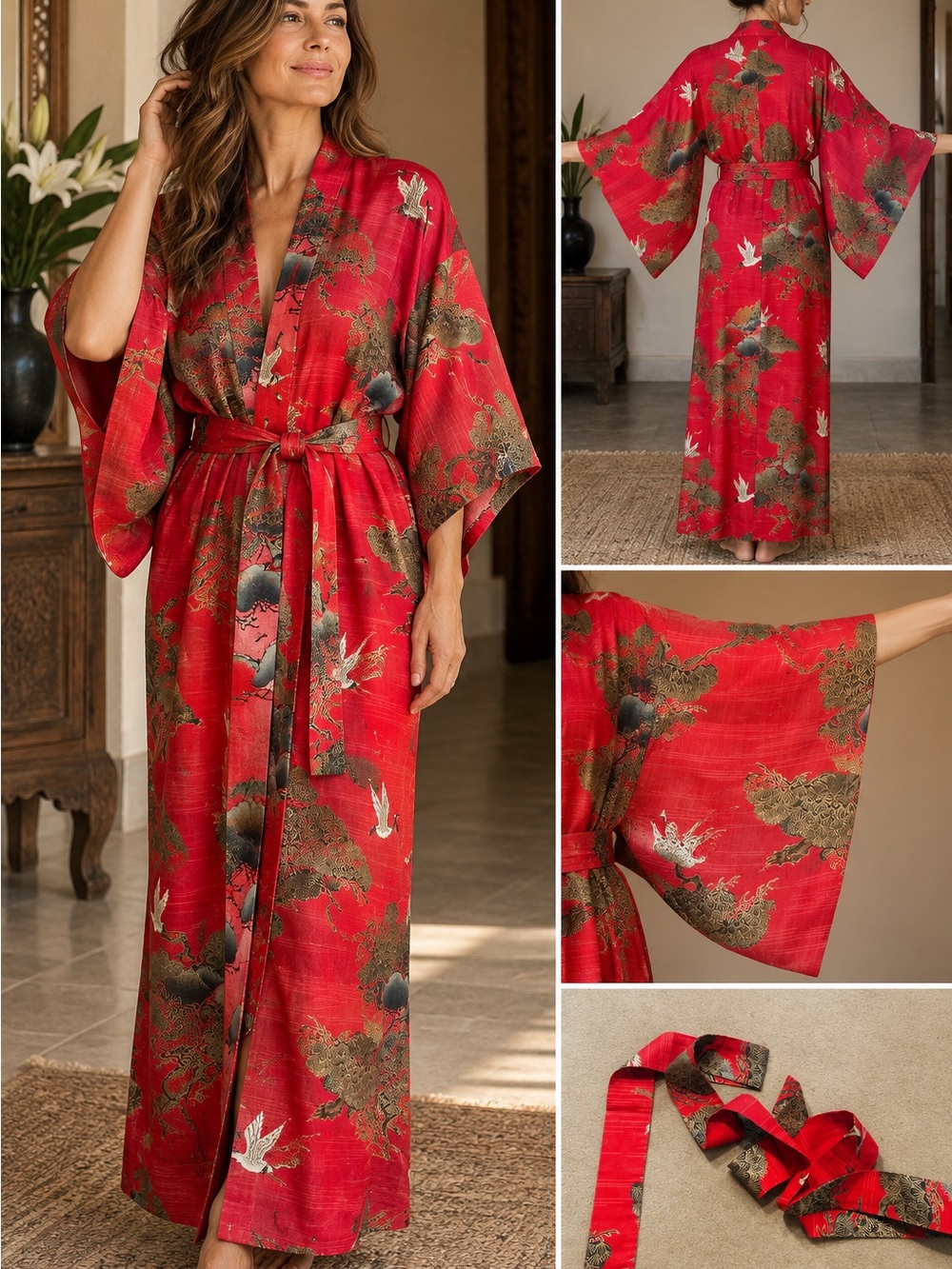 Vintage Japanese Kimono-Style Robe – 100% Cotton, Made in Japan